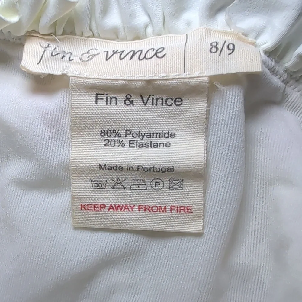 Fin & Vince Cherry Print Smocked Bikini White Red Summer Beach Girls Size 8/9